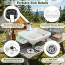 Portable Sink with Electric Faucet Portable Sink Hand Wash Station Adjustable Height Freestanding Utility Sink on Stand, for Dishwashing, Camping, Gardening, Worksite, RV, Garden