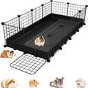 Small Animal Playpen with Waterproof Mat,Guinea Pig Cages,49.2x24.6x12.2inch C&C Cage for Hamster, Bunny, Hedgehog, Chinchilla, Ferret, Indoor Outdoor Portable Metal Wire Yard Fence,Metal Pet Panels-12pcs
