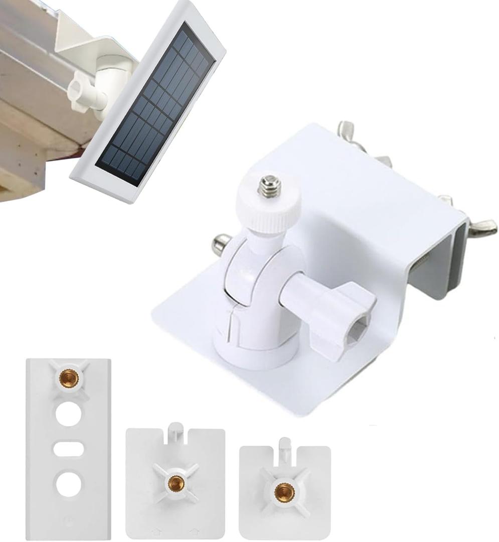 Gutter Mount for Ring, Arlo, Reolink Solar Panels, Adjustable Aluminum Bracket for Ring Easy Installation, Perfect Sunlight Angle (White)