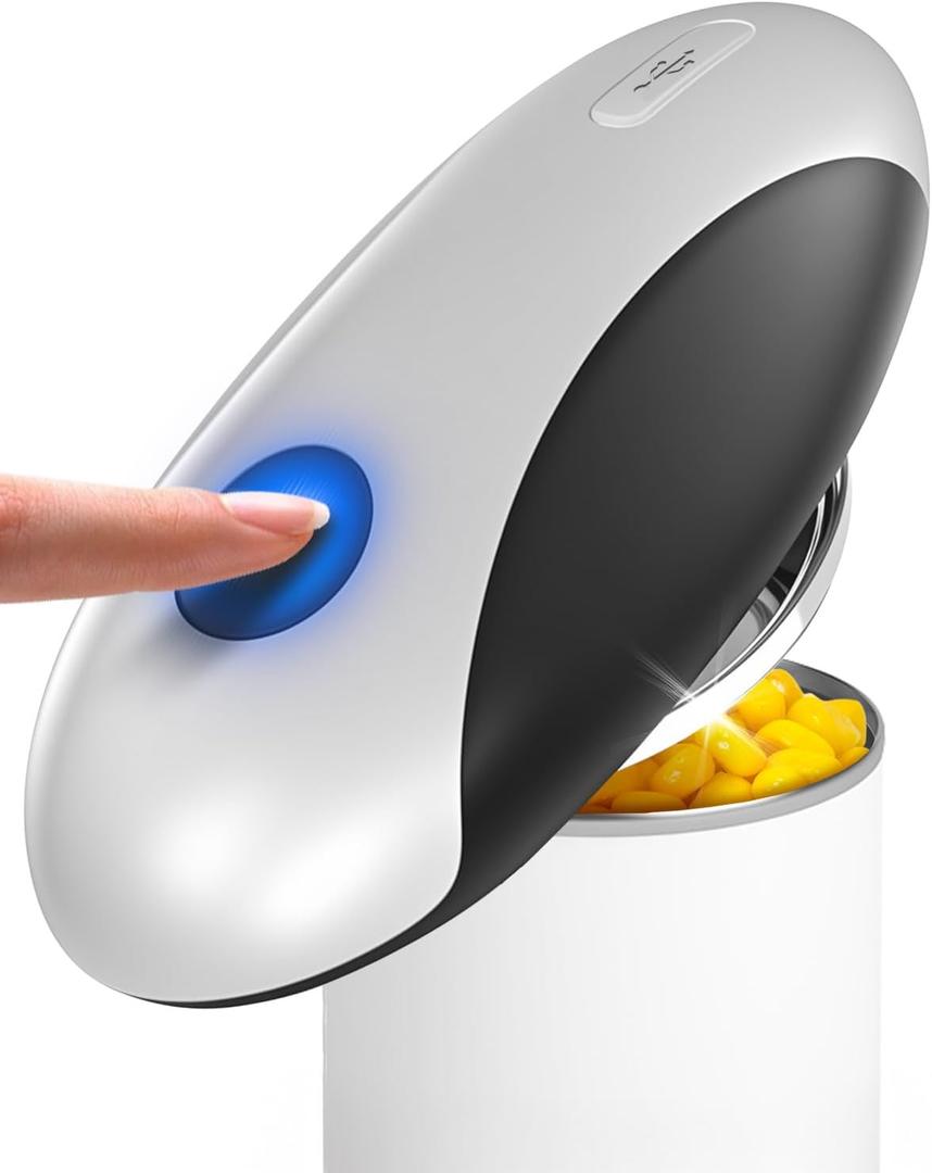 Automatic Electric Can Opener, Hands-Free One-Touch Can Openers with Smooth Edge, Easy-Grip Design & Magnetic Lid Lifter  a Rechargeable Opener for Most Cans and Seniors with Arthritis
