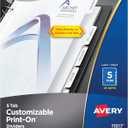 Avery 5-Tab Print-On Binder Dividers, White Tabs, 25 Sets (11517)