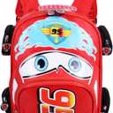 Toddler Boys Girls Backpack Waterproof Cartoon Truck Car Kindergarten Child Snack School Bag (Red)
