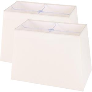 Wellmet Set of 2 Square Fabric Lampshades, 12" X14" X10", No Assembly Required, Classic Modern Style for Table, Bedside, Floor Lamps, Spider Fitter (CreamWhite)