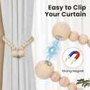 KLOGTSIND Magnetic Curtain Tiebacks, Curtain Tie Backs for Curtains 6 Pack, Wood Bead Curtain Tiebacks, Curtain Holders for Boho Bedroom Decor, Baby Nursery Decor, Farmhouse Dcor