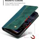 QLTYPRI for iPhone 17 Pro Max Case Wallet with Card Holder, Vintage PU Leather Kickstand Magnetic Closure Shockproof Folio Book Cover Case for iPhone 17 Pro Max - Retro Green