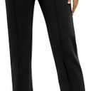 EXCHIC Women's Yoga Dress Pants Stretchy Casual Slacks Straight Leg Work Pants with Pockets (Medium, Black)