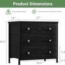 BOLUO Black Nightstand with Fabric Drawers, Large Night Stand 3 Drawer Dresser for Bedroom, Closet, Kids, Girls Modern
