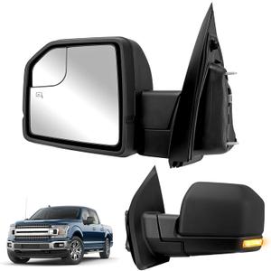 Left Driver Side 6 Pins Rear View Door Mirror Assembly Compatible with 2015-2020 Ford F-150 with Power Heated Turn Signal Light Blind Spot Glass Replace# FL3Z-17683-CC, FL3Z-17683-CB, FL3Z-17683-CA