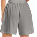 Women's Lounge Athletic Shorts with Pockets, 6.1" Sweat Shorts Women, Summer Casual Elastic Walking Running Shorts (Gray, XL)