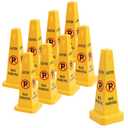 10 Pack No Parking Cones 26 Inch Four Sided Safety Traffic Signs Yellow