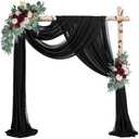 20Ft Length x 28" Width 4 Panels Wedding Arch Draping Fabric Black Arch Drapes Chiffon Fabric Sheer Curtains Backdrop for Party Decor Wedding Bridal Ceremony Ceiling Stage Reception Decorations
