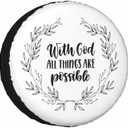 Religious Poster Spare Tire Cover 15 inch Wheel with God Everything is Possible Protectors Weatherproof Universal for Trailer Tire Cover Rv SUV Truck Camper Travel Trailer