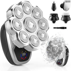 Electric Razor for Men,Head Shavers for Bald Men,5-in-1 Electric Razors with Wet & Dry Bald Head Shaver,9D Floating Head Shaver Comes with Magnetic Detachable Blades