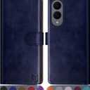 SUANPOT Compatible with Samsung Galaxy S25 Edge Wallet case with RFID Blocking Credit Card Holder,Flip Book PU Leather Protective Cover Women Men for Samsung S25 Edge case Blue