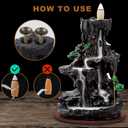 SPACEKEEPER Incense Burner, Backflow Incense Holder 2 Sides Waterfall Incense Burnier with 120 Backflow Incense Cones, 30 Incense Sticks, Aromatcherapy Ornament for Home
