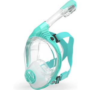 Full Face Snorkel Mask- Snorkeling Gear for Adults with Safe Dry Top Breathing System, 2025 Latest Foldable Panoramic View Snorkeling Mask for Men and Women, Anti Fog Anti Leak (Large-X-Large, Clear Green)