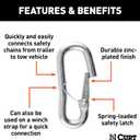 CURT 81281 Snap Hook Trailer Safety Chain Hook Carabiner Clip, 9/16-Inch Diameter, 5,000 lbs, metallic