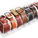 Belt Organizer, Acrylic Belt Racks, 7 Compartments Belt Container Storage Holder, Clear Belt Display Case for Closet Tie and Bow Tie