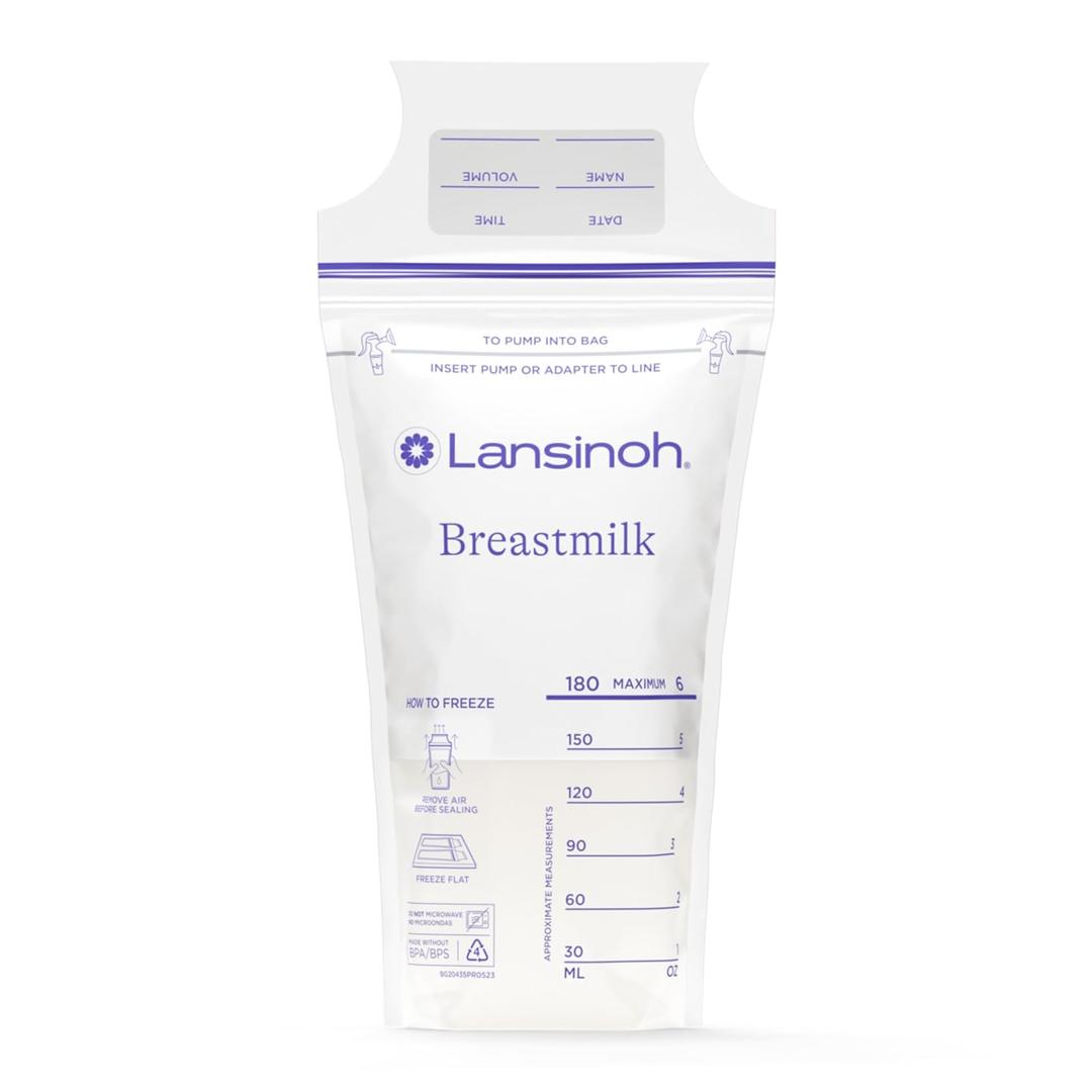 Lansinoh Breastmilk Storage Bags, 200 Count Value Pack, Baby Essentials, Leak-Proof, Fast Freeze & Thaw Breast Milk Bags for Baby Bottle Feeding, Strength & Stretch, 6 Ounce