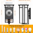 Outdoor Lighting Fixtures Wall Mount, Outdoor Wall Lights Modern with Frosted Glass, Aluminum Exterior Light for House Outdoor Wall Lantern for Garage Porch Carriage Patio (Large-17''H, 1 pc)