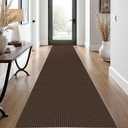 EARTHALL Woven Runner Rug 2x12 Ft Washable Runners for Hallways Extra Long Cotton Non Slip Rubber Backed Kitchen Runner Braided Indoor Floor Carpet for Entryway, Hall, Kitchen, Brown