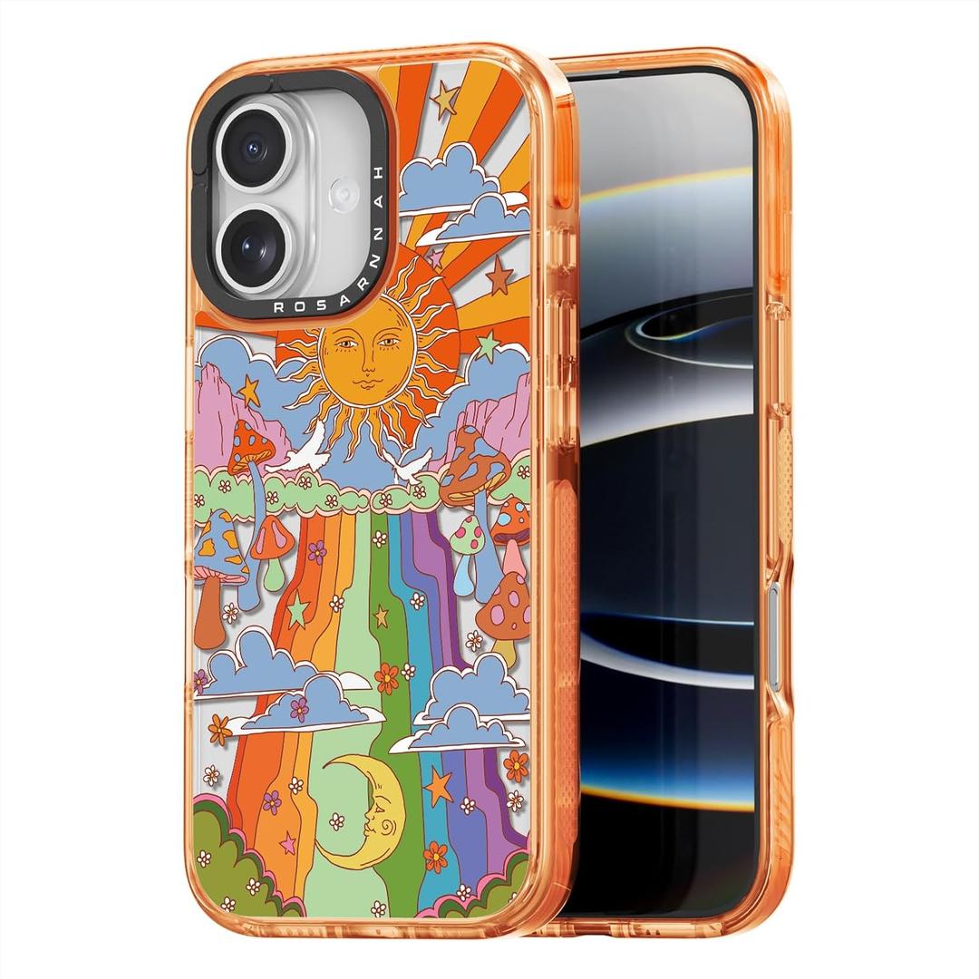 for iPhone 17 Case Cute - Military-Grade 6.6 ft Drop Protection Shockproof Phone Case - Mushroom Design (6.3') Cosmic Orange