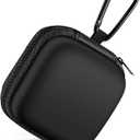 Square Earbud Case Portable EVA Storage Bag Cell Phone Accessories Organizer with Carabiner for Wired/Wireless Earphone, Earbud, Earpieces, SD Memory Card, Camera Chips, Tech Pouch, Black