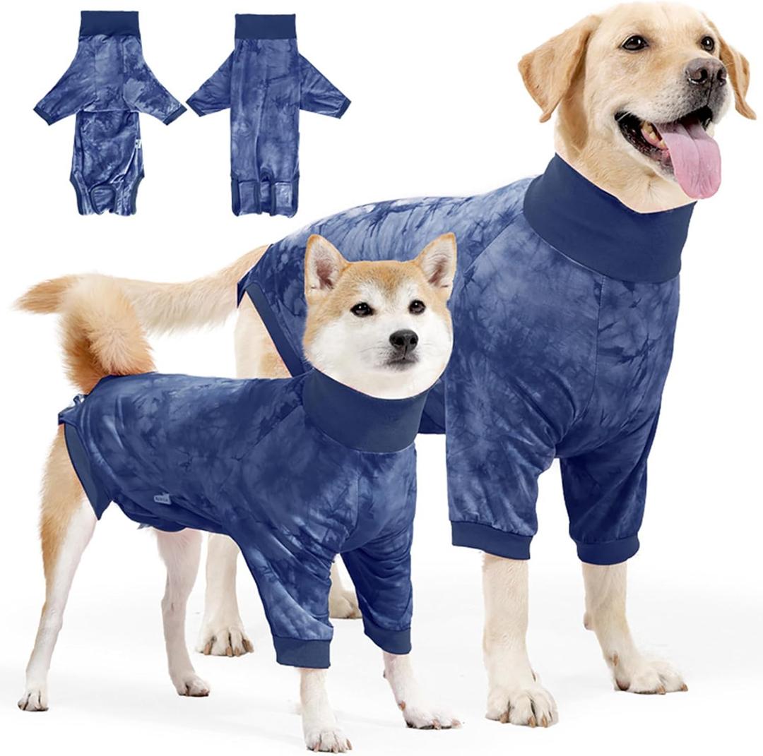 Dog Surgery Suit Tie Dye Female Male Dogs Spay Recovery Suit Alternative to Cone for Small Medium Dogs Prevent Licking Wounds After Surgery (Blue) XS