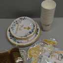 First Communion DecorationsTableware 134pcs First Communion Plates and Napkins Primera Comunion Decoracion Includes Banner Tablecloth Cups Caketopper for First Holy Communion Party Supplies Serves 25