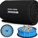 Uyittour 15Ft Round Pool Liner Pad for Above Ground Pools, 360G/M Extra Thick Heavy Duty Under Pool Mat, Seamless Puncture Resistant Geotextile Fabric Ground Padding, Extends Liner Life, Black