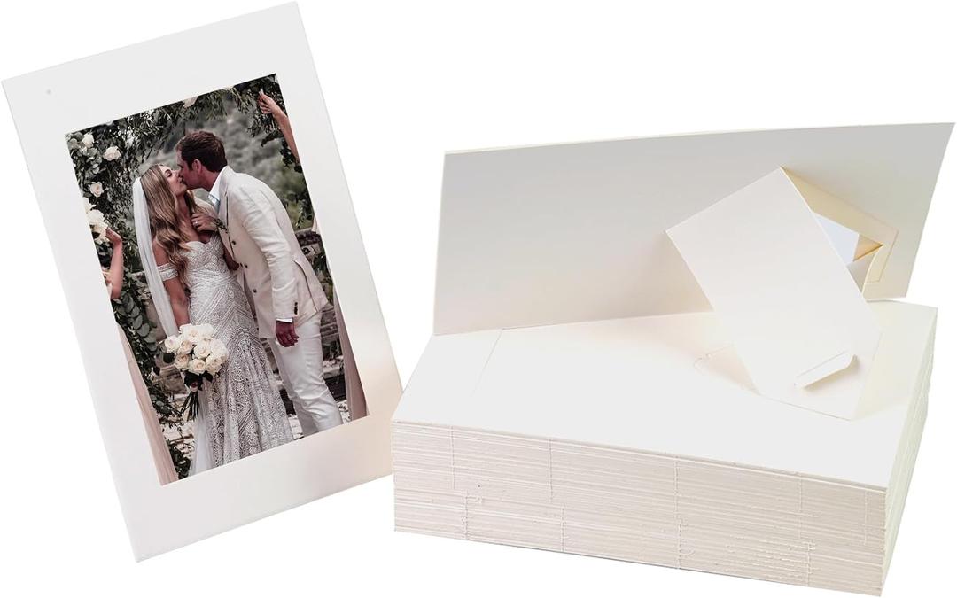 JMUQ 50 Pack Paper Picture Frames 4x6, White Picture Frames Cardboard Pictures Frame with Easel, Bulk Paper Pictures Frame for Wedding, Graduation, DIY Classroom Crafts