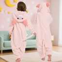 Unpifolov Kids Pig Cosplay Costumes Unisex Animal Children Teenager Jumpsuit (XS fit height 4'3"-4'9", Pink)
