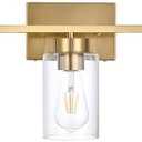 A1A9 3-Light Bathroom Vanity Light, Modern Brushed Gold Wall Lights with Clear Glass Shades, Bathroom Wall Sconce Lamp for Mirror Living Room Bedroom Hallway