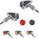 Universal Motorcycle Bullet Rear LED Turn Signals 12V Chrome Brake Tail Lights Running Lights for Harley Sportster Iron 1200 Softail Yamaha Victory Kawasaki Chopper Bobber, Pack Of 2