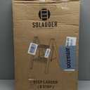 2 Step Ladder, Anti-Slip and Lightweight Foldable Step Ladder for Adults & Kids to Use in Kitchen,Closet and Library,300lbs(Black+Woodgrain)