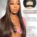 Brown Highlight U Part Wig for Black Women Layered Yaki Straight V Part Wig Synthetic Half Wigs Glueless Realistic Pull and Go Beginner Friendly for Daily Party Use, 24inch,Highlight Brown 