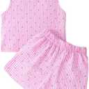 Toddler Girls Clothes Summer Outfits 2 Pcs Cute Girl Clothing Tops Matching Bottoms Casual Playwear Sets 3-8T (Pink)