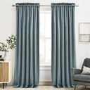 RYB Home Stone Blue Velvet Curtains 2 Panels Set, Room Darkening Curtain for Dining Backdrops, Super Soft Thick Velvet Texture Large Window Drapes for Privacy Protection, W52 x L96 inches