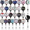 26 Pcs Inspirational Badge Reels Retractable Nurse Badge Holder Bulk with Motivational Quote CNA Nurse Week Gift Funny Name ID Clip for Doctor Nursing Medical Assistant Teacher Office Employee Gift
