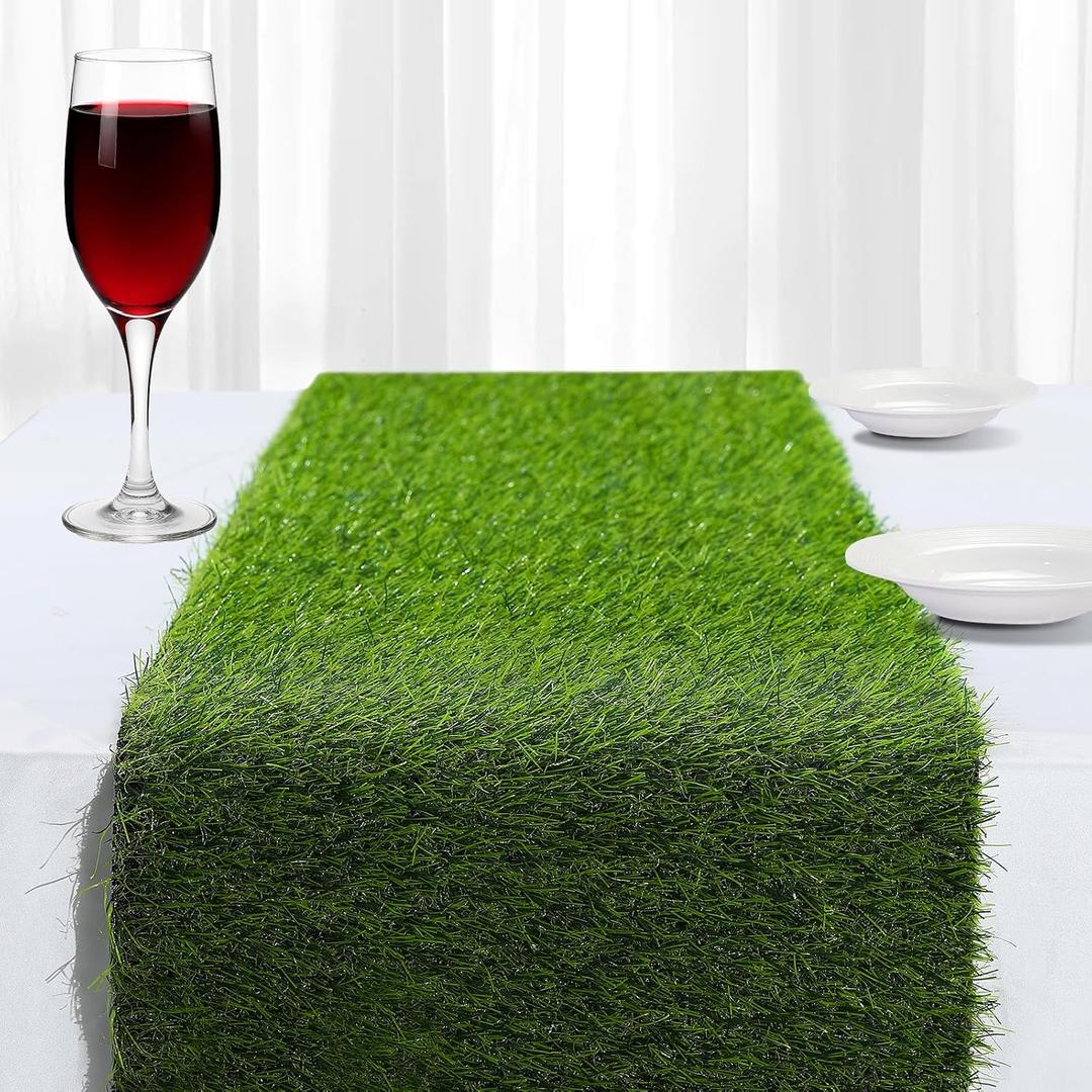 Artificial Grass Table Runner, 13 x 84 in Turf Table Runner - Realistic Faux Grass Runner for Golf Party, Wedding, Baby Shower, Indoor Outdoor Decor