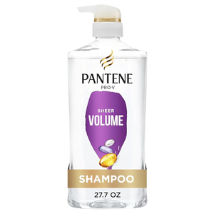 Pantene Shampoo, Sheer Volume - 72-Hour Fullness, Lightweight Nourishment with Pro-Vitamin B5 + Antioxidants, Fine, Thin, Color-Treated Hair, Paraben Free, Remove Build Up for Body & Shine, 27.7 Fl Oz, 1 Leaking