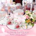 Wesnoy 24 Pcs Clear Floral Gift Bags with Handles Rose Pink Flower PVC Treat Tote Bag for Tea Birthday Party Wedding Bridal Shower Bachelorette Anniversary Engagement Guests, 7.8 x 7.8 x 3.2 Inch (1 Count (Pack of 24))