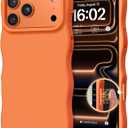 BENTOBEN Magnetic for iPhone 17 Pro Case 2025, Slim Silicone Cute Curly Wavy Edge [Compatible with Magsafe] Shockproof Drop Protective Bumper Women Girly Phone Cover for iPhone 17 Pro, Cosmic Orange