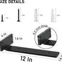 Shelf Brackets Heavy Duty, 5mm Thick Rustic Shelf Brackets for Custom Wood Shelves, 12 Inch Solid Steel Black Shelf Brackets with Hardware Needed (6Pcs)