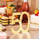 Threehoney 6 Pcs Mirror Gold 50th Birthday Decorations for Men and Women Acrylic Anniversary Decorations Table Numbers Centerpieces for Birthday Party