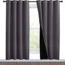 NICETOWN Grey Full Shade Curtain Panels, Pair of Energy Smart & Noise Blocking Out Blackout Drapes for Dining Room Window, Thermal Insulated Guest Room Lined Window Dressing(Gray, 55 x 78 inch)