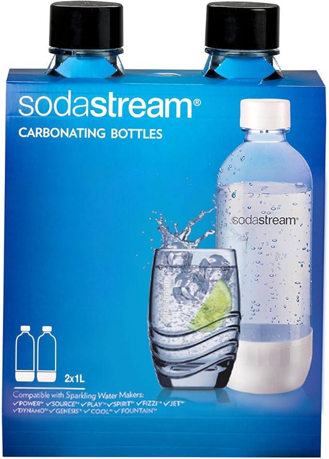 SodaStream 1L Classic DWS Carbonating Bottle Black (twinpack), Pack of 2