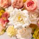 Yellow Pink Flowers Artificial Roses Combo Set Fake Pink Silk Flowers Faux Peony Flowers Mix Dahlia with Stems for Wedding Bouquets Baby Bridal Shower Party Floral Arrangements Decor
