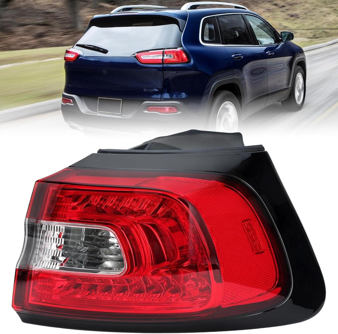 Tail Light Assembly Compatible with 2014-2018 Jeep Cherokee Outer Halogen Rear Lamp Replace 68102906AF Passenger Side