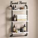 Tinpin Wall Shelves 3-Tier, Bathroom Shelves Over Toilet, Rustic Industrial Pipe Shelf, Farmhouse Bathroom Decor, Floating Shelf Wall Decor for Bedroom, Living Room 17.3 inch, White